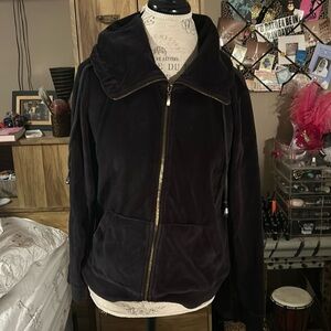 Samantha’s Style Shoppe Black Velour Zip Up Jacket - Small